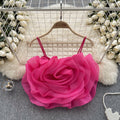 Niche style resort style organza stereo flower camisole women's summernew arrival chic chic easiest for match short tops