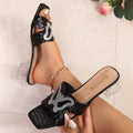 Plus size cross-border casual slippers for women - 2026 summer new collection - flat, breathable, rhinestone-embellished sandals - wholesale