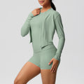 Fashion cross-border cloud-like brushed long-sleeved sports zipper outwear running butt lift fitness yoga clothes three-piece set for women