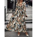 Shipped:  european and american cross-border women's fashion,  independent store new bohemian print dress