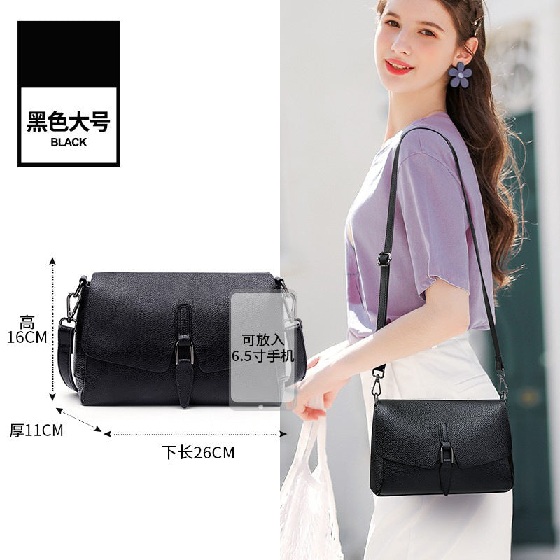 First layer cowhide women's 2025 new leather shoulder messenger bag fashionable versatile large capacity women's small bag
