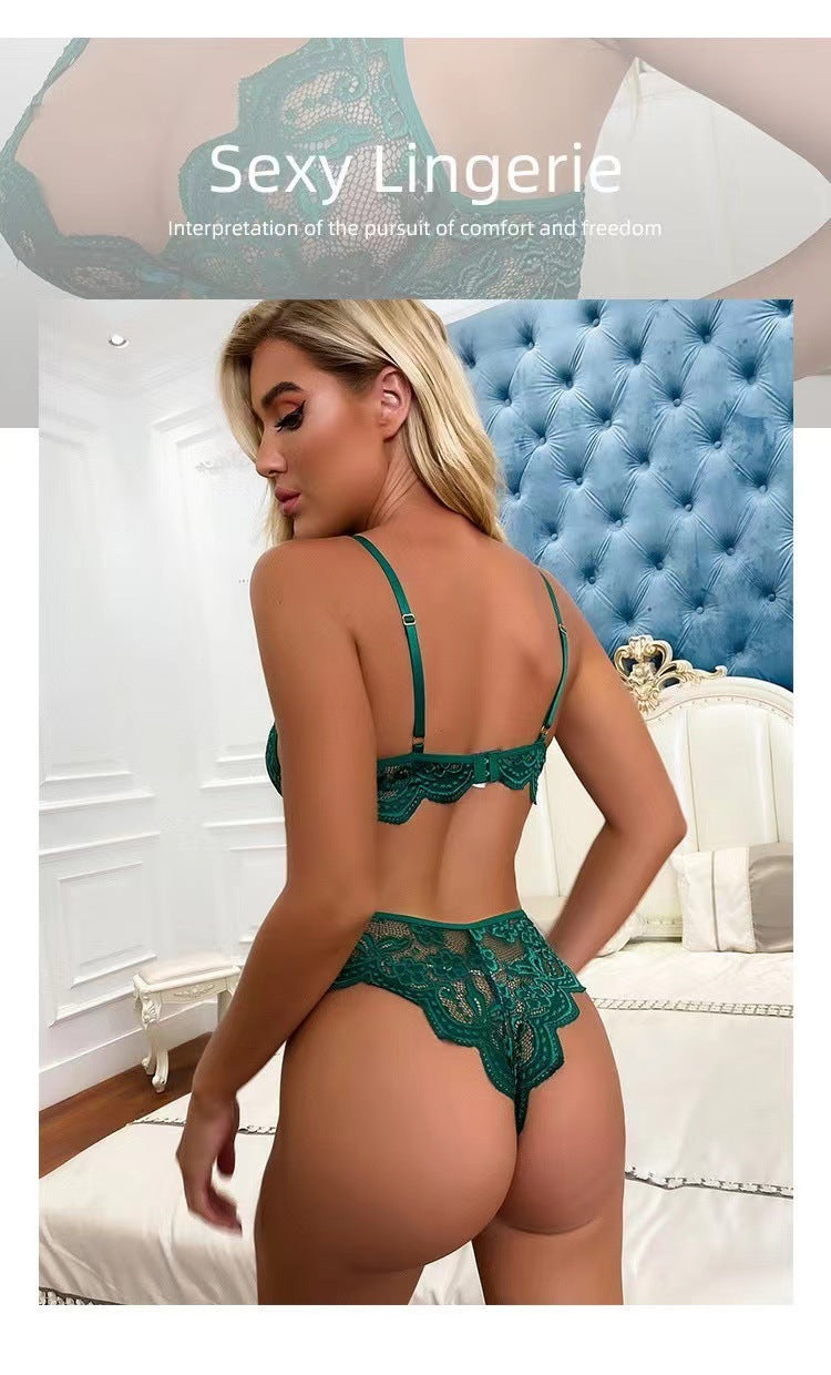 Lace sexy european and american style two-piece lingerie set - wholesale factory direct, new arrivals for export, featuring bralette