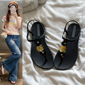 New women's flip-flop sandals: summer fashion, trendy open-toe beach sandals with buckle straps and roman-style sequin detail – perfect for outdoor wear
