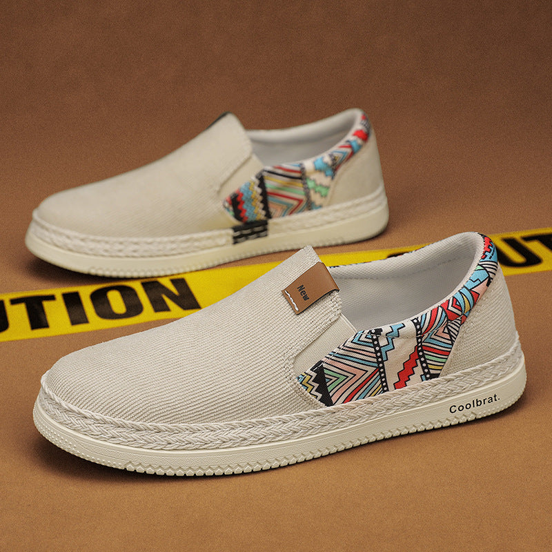 2026 spring canvas sneakers casual board shoes ethnic style men's slip-on lazy old beijing cloth shoes trendy men's footwear