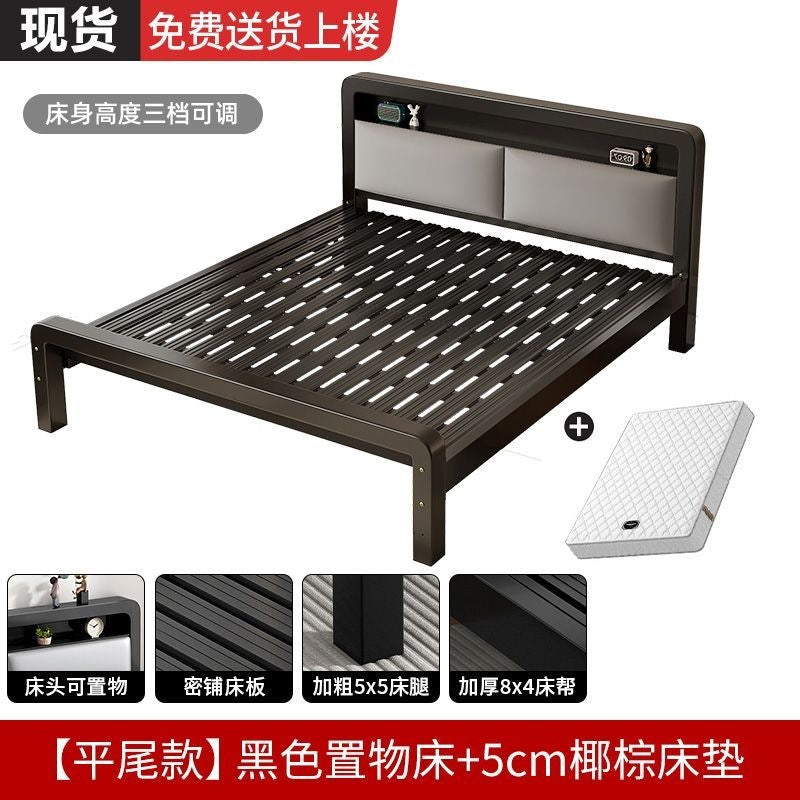 Extra thick iron frame bed carbon steel bed rental house assembled iron bed bold dormitory iron bed bedroom simple bed big sale
