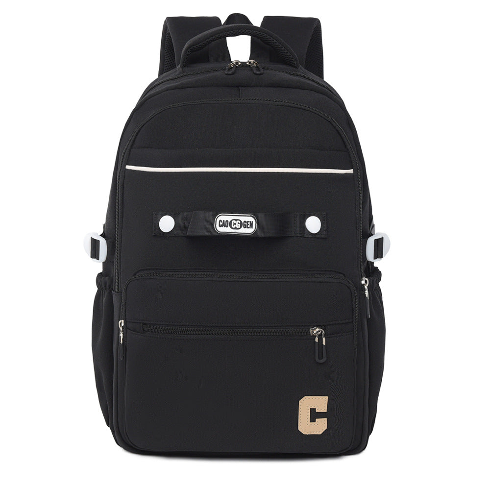 New solid color versatile student schoolbag large capacity backpack junior high school student computer backpack leisure travel