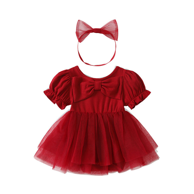 Mesh baby romper dress - class a, summer  collection - newborn infant clothing, perfect for baby's first month, 100-day celebration, and first birthday outfit