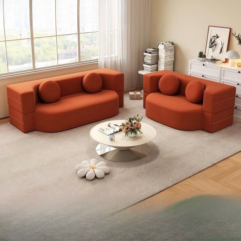 Fabric sofa bed small apartment sofa living room module double three-person compression rental house dual-purpose detachable washable and foldable