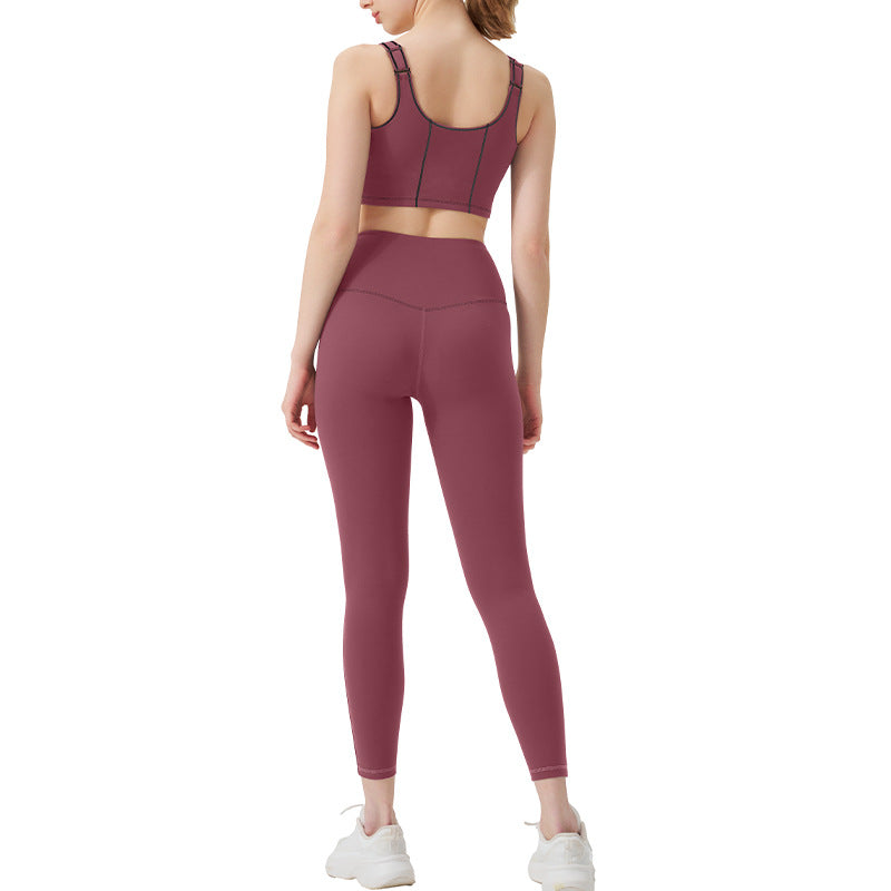 fashion yoga wear classy sense of movement pure color high elastic tight height strength sports suit fitness wear for women