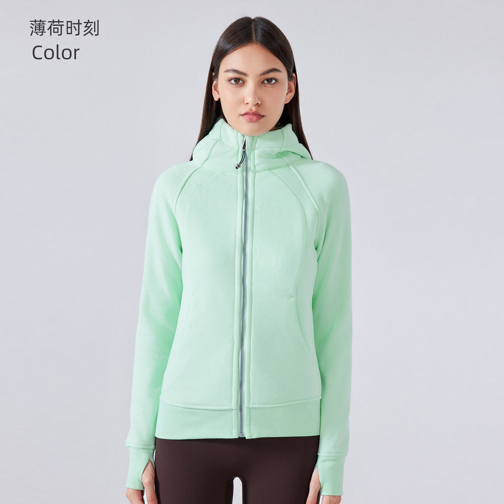 Sca new thickened warm hooded jacket women's outdoor fitness sweatshirt yoga jacket sports top dj028