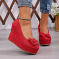 export plus size spring/autumn round toe suede fashion flats women's spring/autumn new waterproof platform wedge heel chunky sole flats