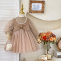 Girls' dress  spring new style chic elegant formal dress oversized bow little girl princess dress trendy