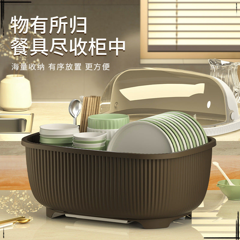 Kitchen tableware storage box extra large small plastic cupboard drawer type drain bowl rack household storage box rack
