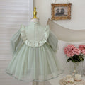 Girls' dress  spring new arrival: gentle, modern chinese style, single-breasted button, flared skirt, kids' birthday dress, trendy