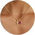 European and american cross-border light luxury versatile elegant electroplated copper cross pendant necklace - women's december pendant