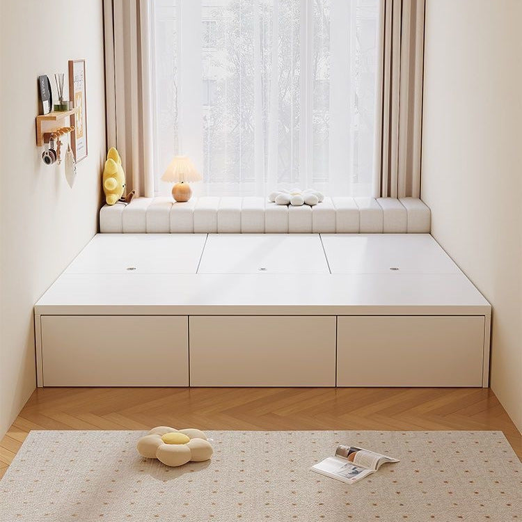 Small apartment box bed, large capacity with drawer storage, double floor-standing low bed, bay window tatami flip-top storage bed