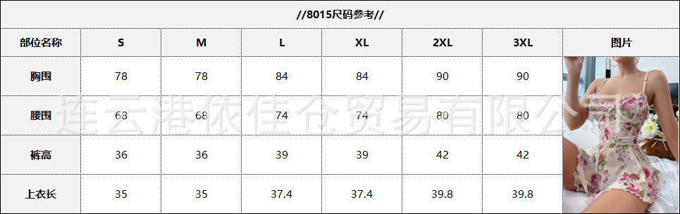 Amazon  supply printing sexy pajamas casual suspender dress nightgown multi-color multi-size