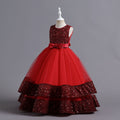 New arrival: sequined children's dress - perfect for girls! featuring a bow accent, this princess-style dress is ideal for flower girls, high-end piano performances, and special occasions