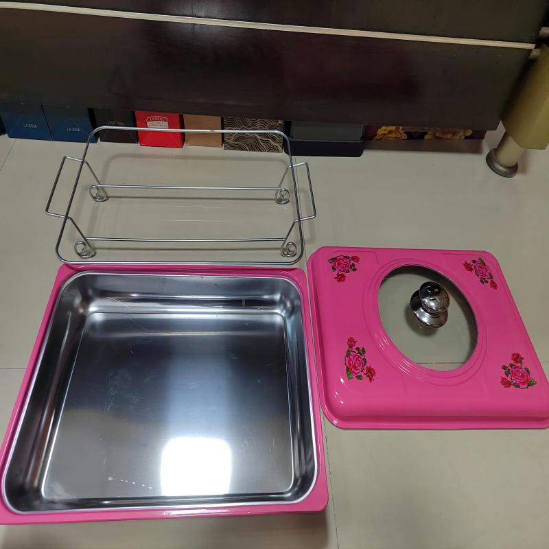 new printing stainless steel combination cover four-legged dining stove restaurant hotel square straight edge buffet stove wholesale