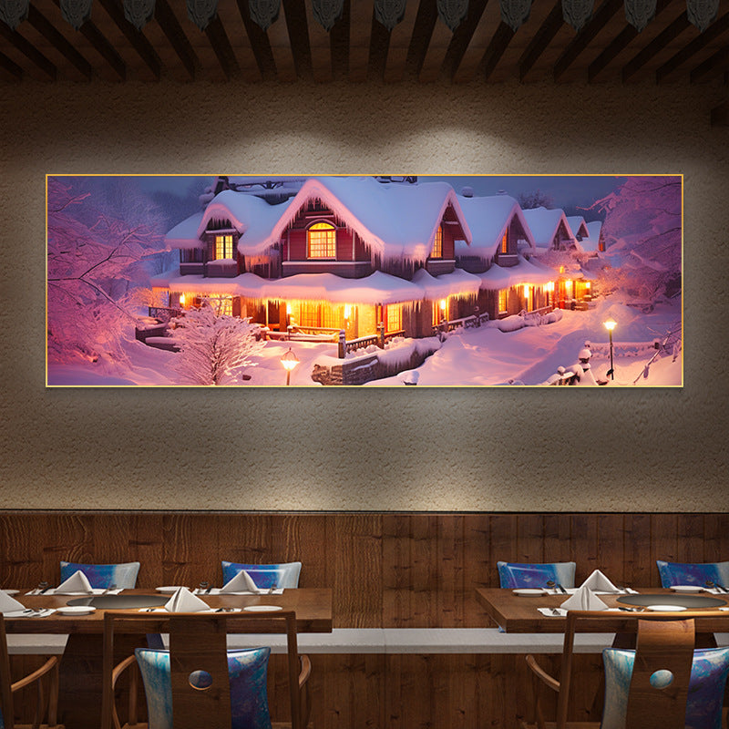 Farmyard Northeast Snow Scene Decorative Painting Rural Folk Scenery Wall Painting Iron Pot Stew Restaurant Light Box Hotel Hanging Painting