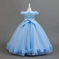 Export style girl dress mesh long half sleeve embroidered princess dress flower girl wedding dress elegance girl clothing in stock
