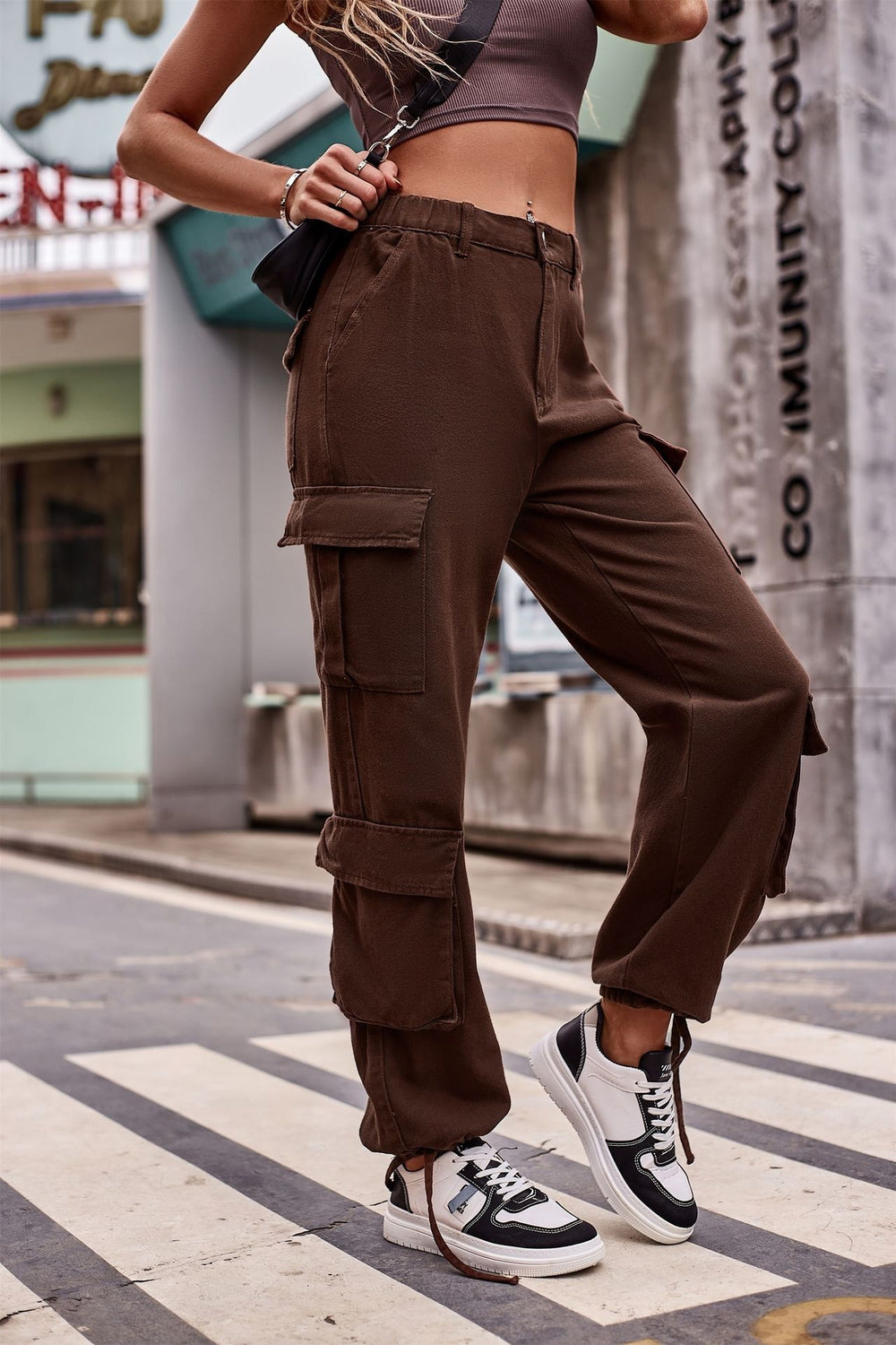 cross-border fashion: new loose-fit drawstring design denim cargo pants for women - perfect for , european & american export, casual & activewear