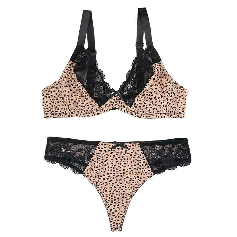 fashionnew arrivalsexy leopard printplus sizeintimates women's ultra-thin laceprinting push-up breathable bra suit