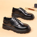 2026 spring leather shoes round toe thick sole new british height increasing men casual business formal wear wedding groom