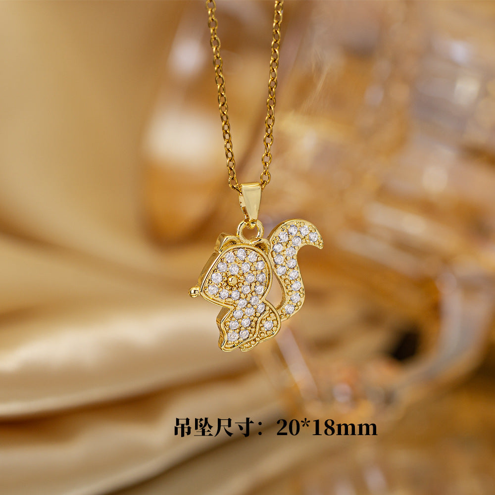 High-quality elegantaccessible luxury full zirconium copper micro-embedded necklace for women, real gold electroplated, simple internet celebrity exquisite sweater chain neck chain