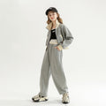 Girls' autumn casual two-piece set:  spring/autumn new arrival, versatile and stylish stand collar jacket with loose-fit pants, autumn outfit
