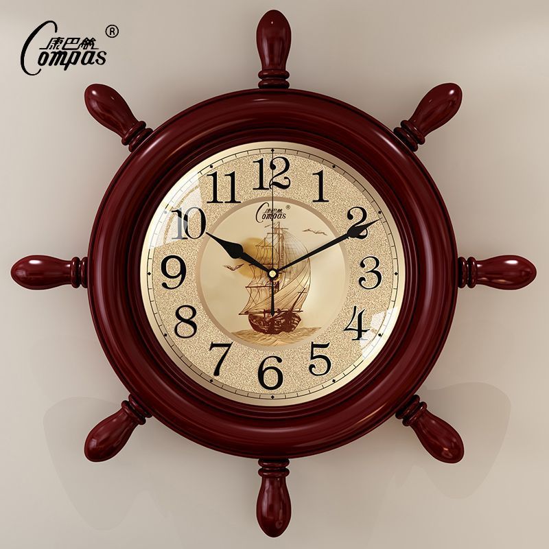 Rudder new chinoiserie wall clock living room mediterranean wall clock fashion clock silent quartz clock creative clock
