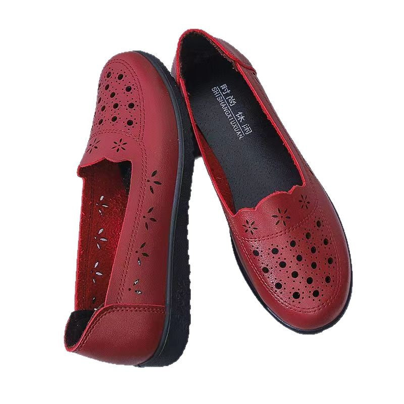 Soft leather soft bottom ladieswear shoes flatsabrasion resistantwaterproofbows work shoes wechat group purchase live broadcast one piece dropshipping