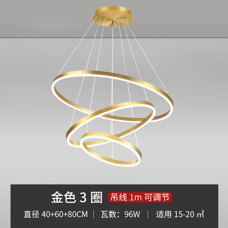 Living room chandelier modern simple lighting Internet celebrity light luxury Nordic lighting creative ring bedroom bar restaurant led