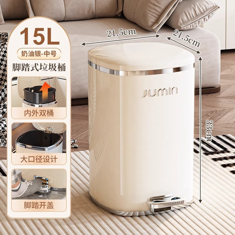 Luxury trash can - large, step-on, lidged - perfect for home, living room, kitchen, bedroom, and bathroom. plastic storage bin