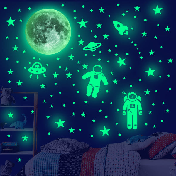Space astronaut moon luminous decorative sticker  new model for home smooth wall beautiful sticker