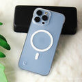 Premium frameless semi-transparent ultra-thin iphone 16 case, magnetic charging compatible, skin-feel apple 15 hard pc cover