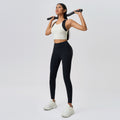 Spring/summer new arrival: trendy color-blocked cropped sports tank top for women - built-in bra pads, push-up, beautiful back design, yoga bra d25067