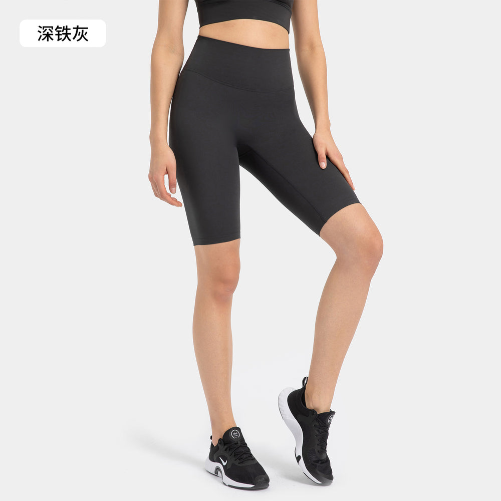 Spring/summer seamless t-line tight 5-inch nude yoga shorts - peach lift, high-waisted workout shorts with pockets - women's dk184