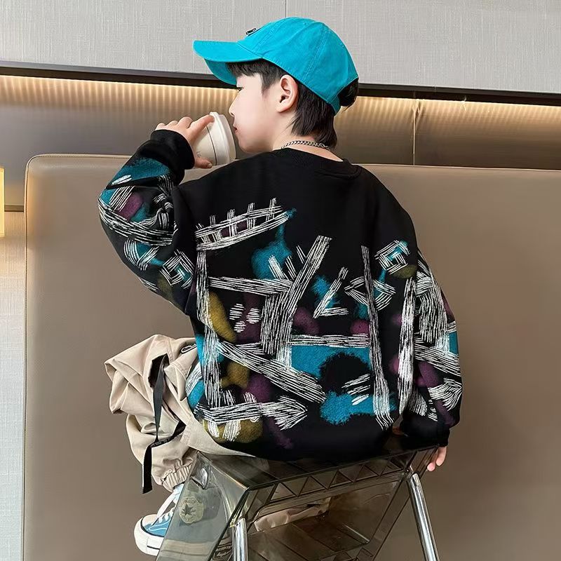 Spring autumlong sleevest-shirt boys new arrival youth student handsome casualsweatshirt men's big children's clothingtops