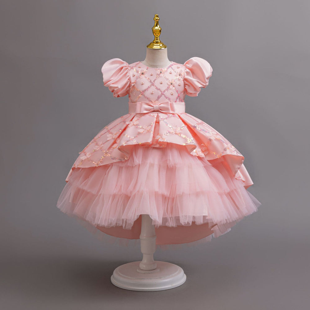 Ready-to-ship new sequin kids' gown with train, princess dress for flower girls, birthday party dress, girl's dress
