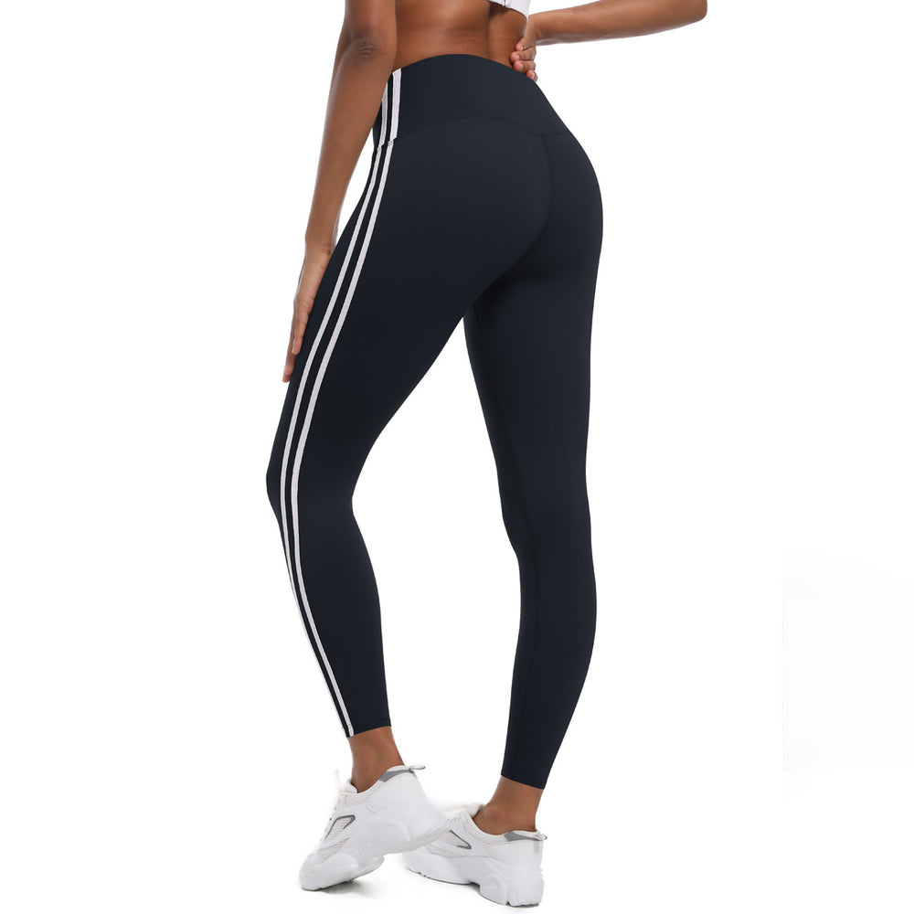 New striped cropped leggings - high waist, slimming, athletic barbie pants - peach lift, running, fitness, yoga pants for women