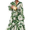summer new women's clothing: cross-border  fashion - european & american style, trendy & unique printed dress, v-neck maxi dress