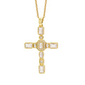 【titanium steel】cross-border fashionable colorful zircon cross necklace for women - high-end, light luxury sweater chain jewelry
