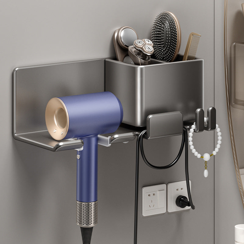 No punching, new hair dryer rack, bathroom storage, winding hair dryer rack, hair dryer, bathroom rack.
