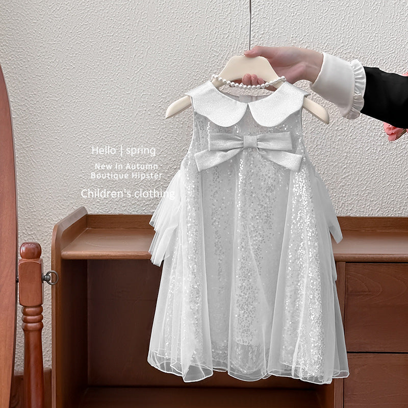 Girls' dress  summer new arrival sequin fairy vest dress suspender princess dress
