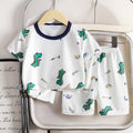 Summer kids' ice silk short sleeve and shorts set - lightweight air conditioning clothing for boys and girls - wholesale baby pajamas and loungewear