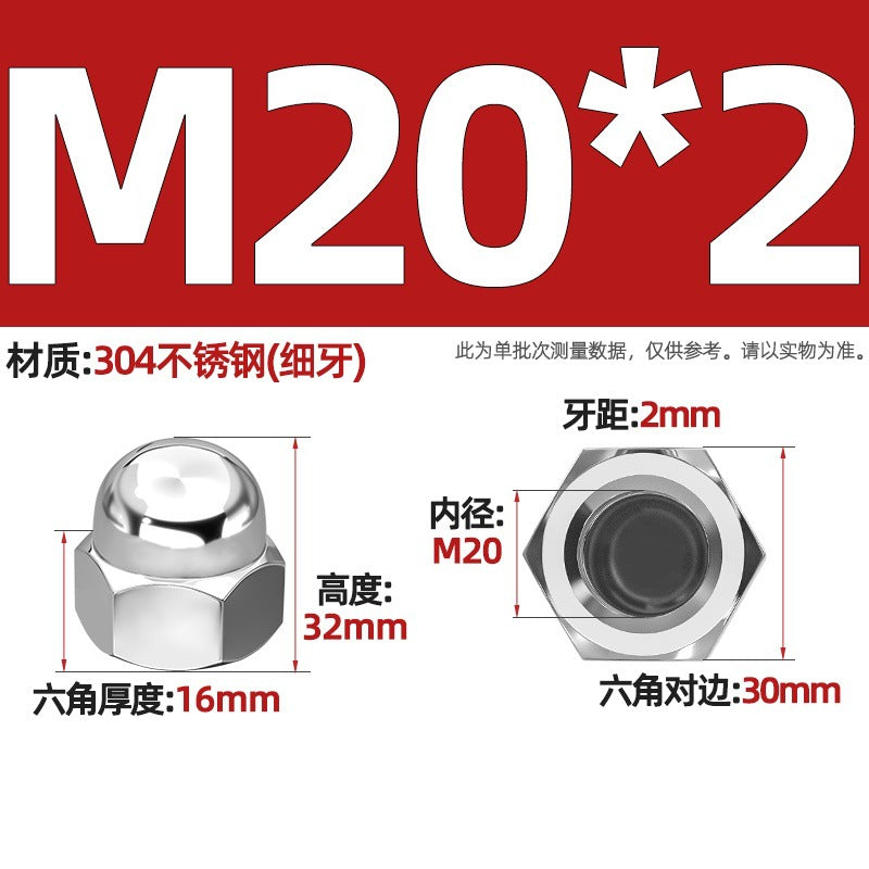 304/201/316 stainless steel round ball head nut cover type decorative screw cap female cap 3M4M5M6M8