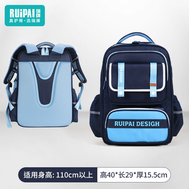 Rui brand children's backpack for grades 3-6 to reduce the burden, multi-compartment manufacturers wholesale cloud schoolbag boys' primary school spine bag
