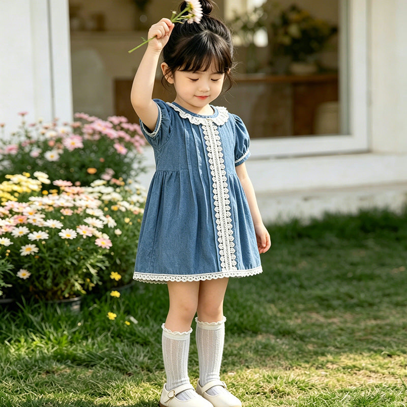 Summer girls' dresses  new korean style baby princess dress thin lace girl's dress summer outfit