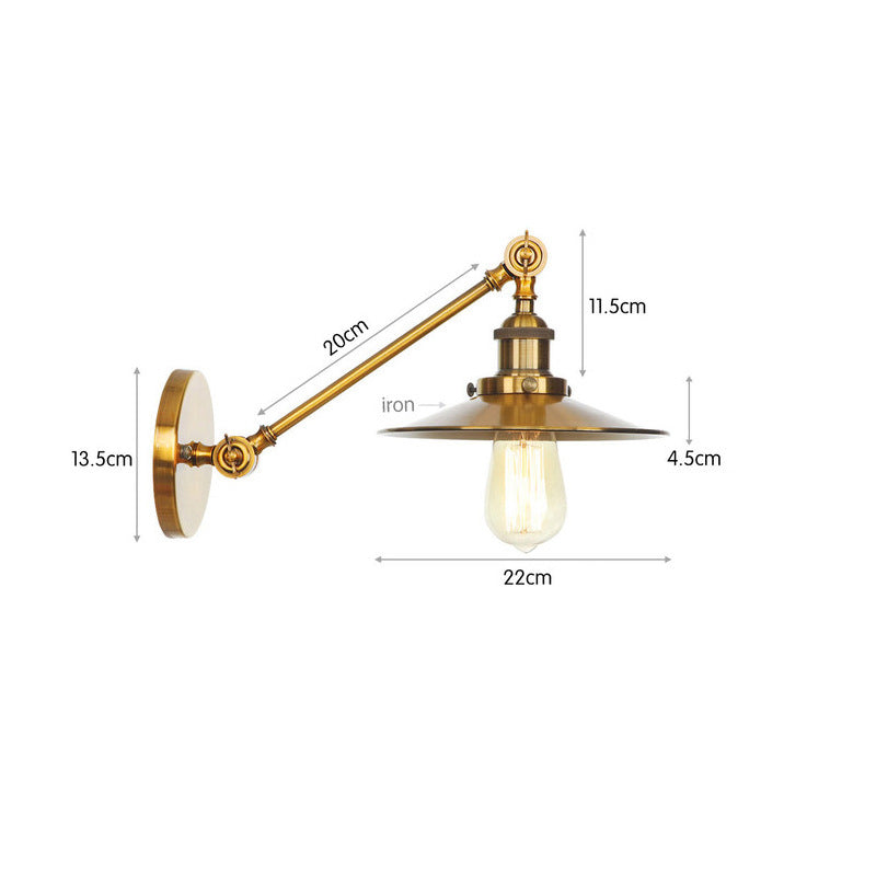 American industrial wind wrought iron wall lamp, living room retro background wall lamp, aisle entrance, golden simple bedroom bedside lamp